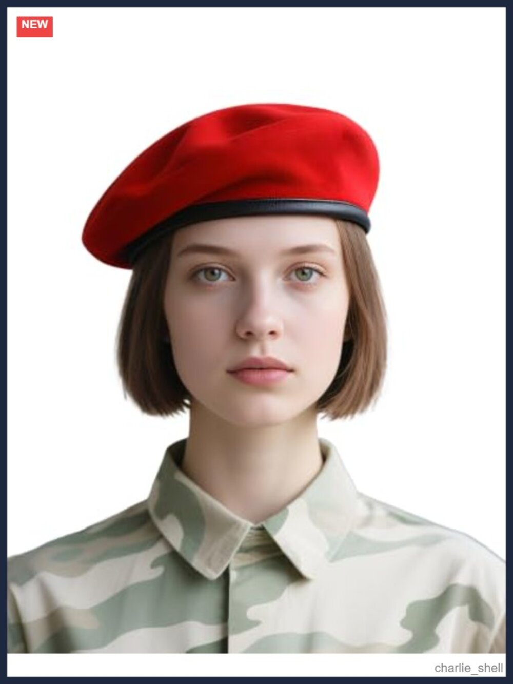 100% Wool Military Beret Hat with Leather Trim Adjustable Unisex